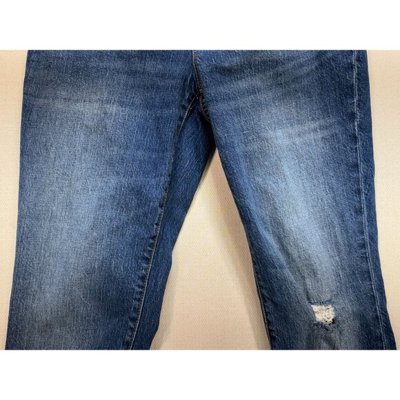 J. Crew Women's Flare Crop Jeans Mid Rise Frayed Hem Denim Sz 26 Blue Distressed - Picture 7 of 12